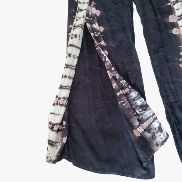 YOUNG FABULOUS & BROKE Grey Pink Tie Dye Side Split Wide-Leg Pants Women's SZ L‎ - Picture 6 of 11